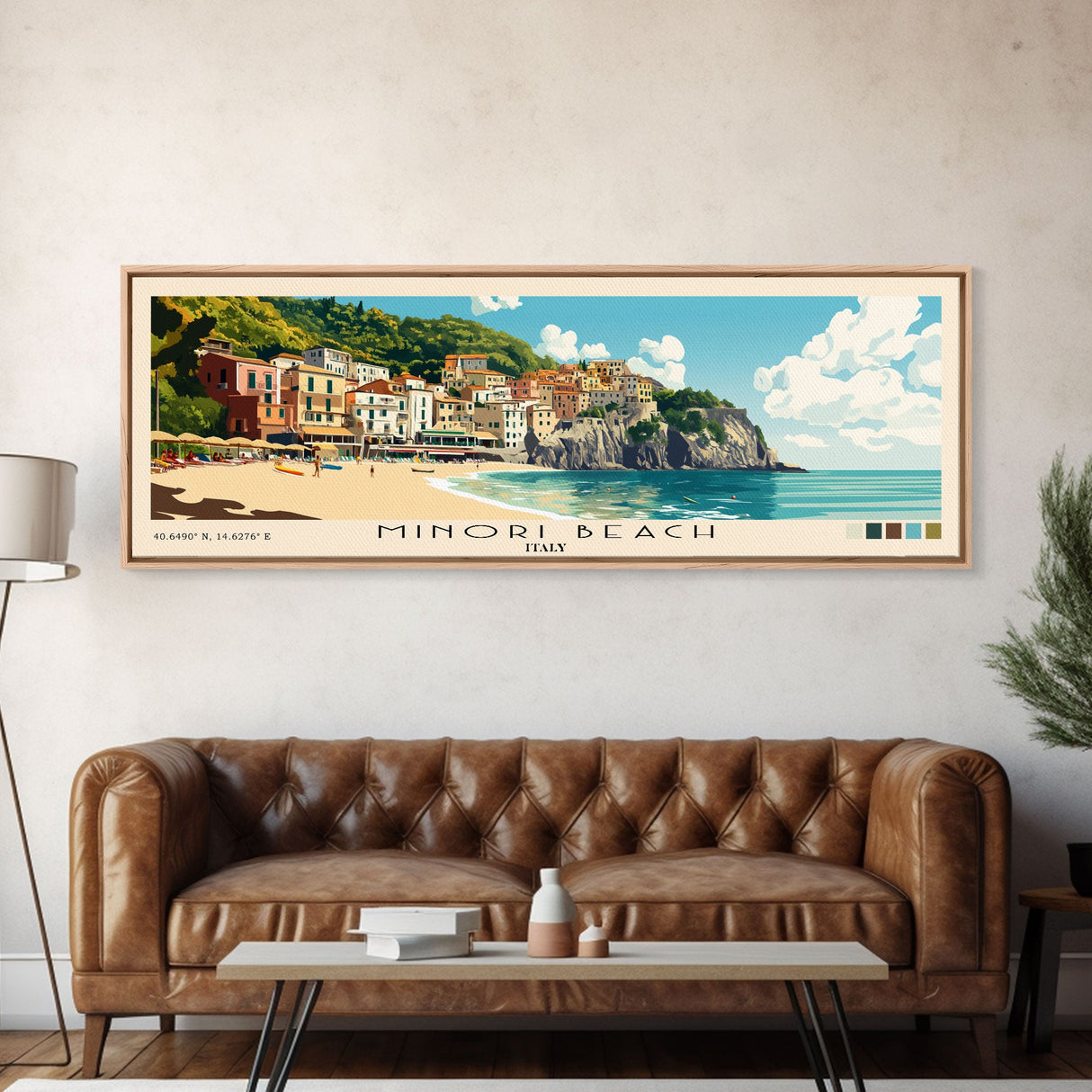 Minori Beach, Italy Panoramic Print, Vacation Gift, Italy Wall Art, Vacation Wall Art, Vacatation Memories, Beach Decor, Beach Or Lakehouse Art