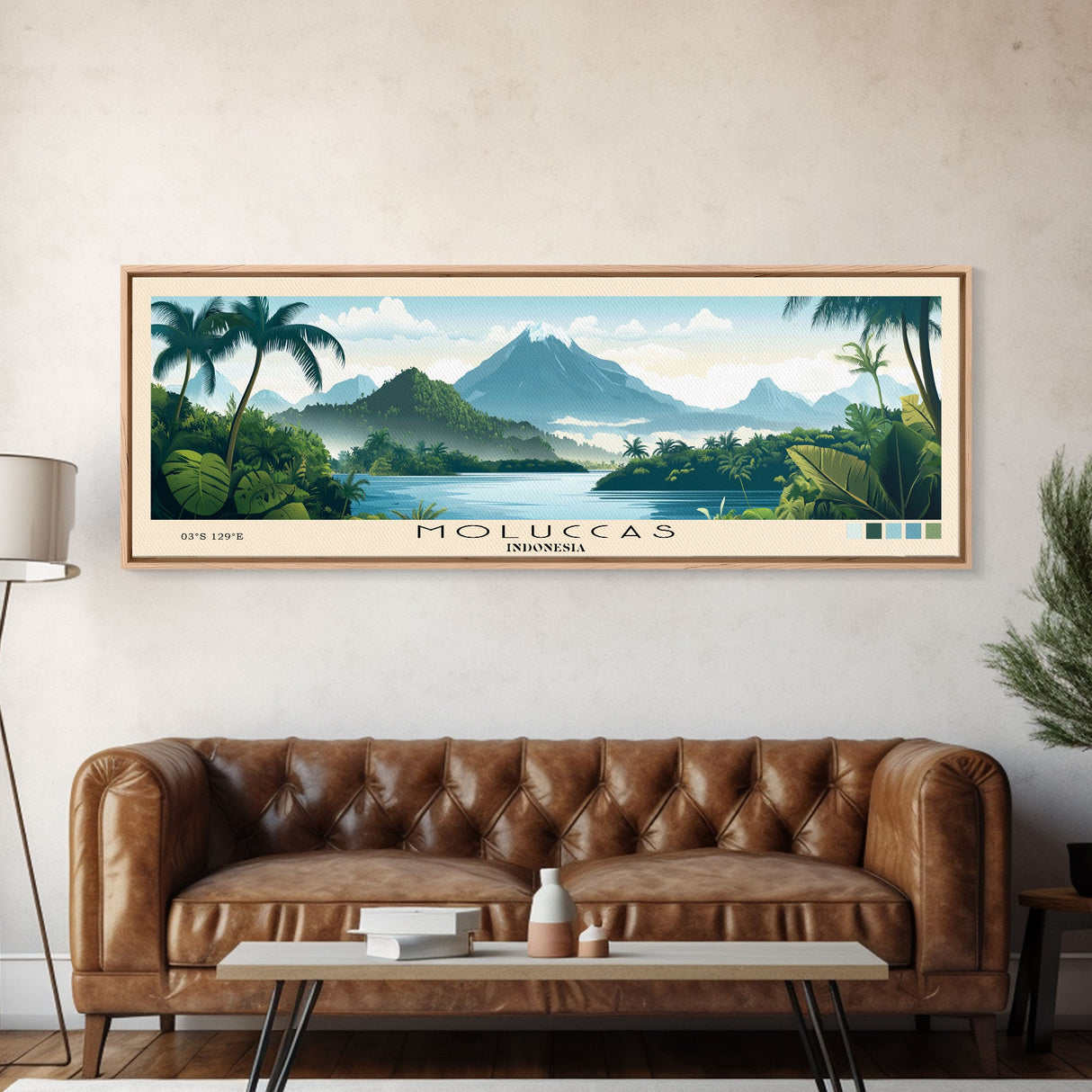 Moluccas, Indonesia Panoramic Beach Print, Vacation Gift, Indonesia Wall Art, Beach Painting, Beach Decor, Beach Painting