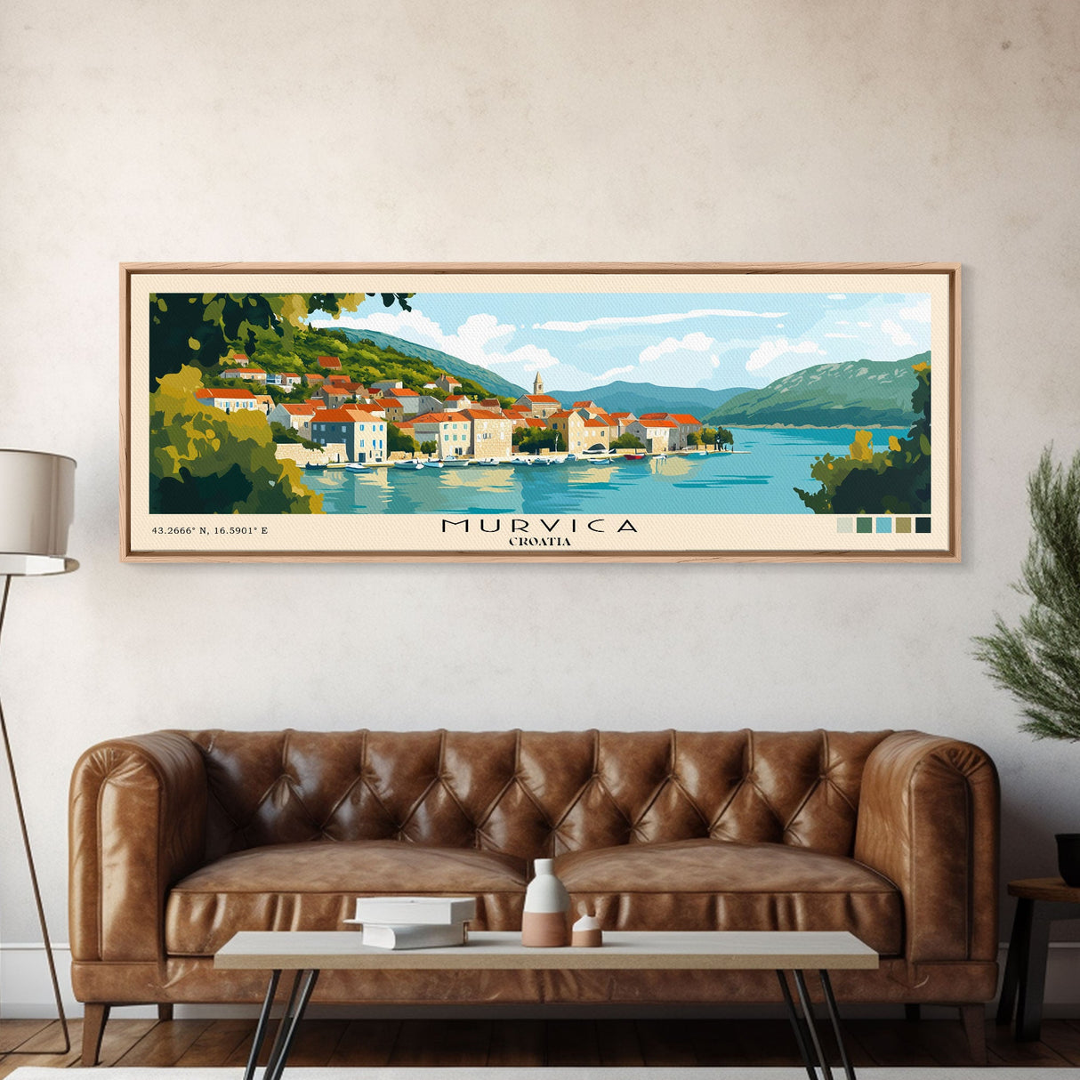 Murvica, Croatia Panoramic Print, Vacation Gift, Croatia Wall Art, Beach Painting, Beach Decor, Beach Or Lakehouse Art