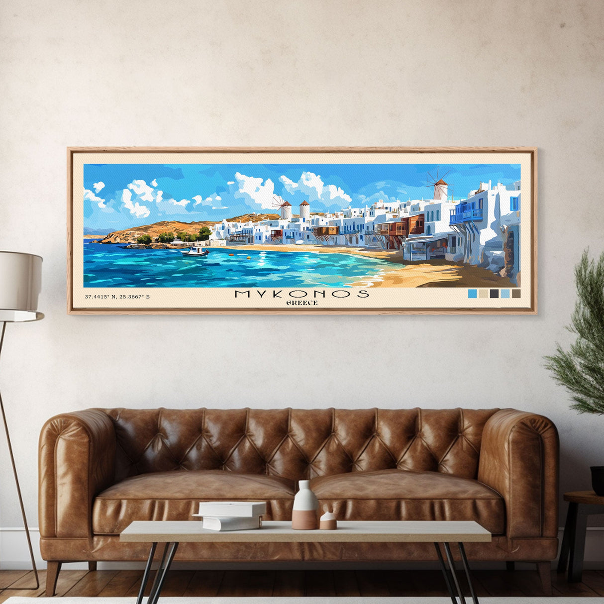 Mykonos, Greece Panoramic Print, Vacation Gift, Greece Wall Art, Vacation Wall Art, Vacatation Memories, Beach Decor, Beach Or Lakehouse Art