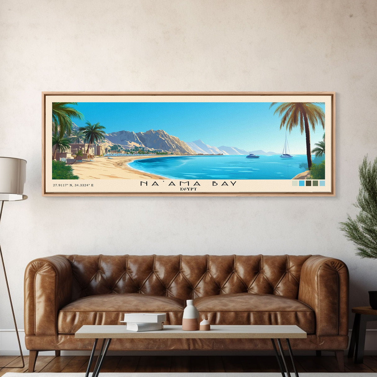 Na’ama Bay, Egypt Panoramic Beach Print, Vacation Gift, Egypt Wall Art, Beach Painting, Beach Decor, Beach Painting