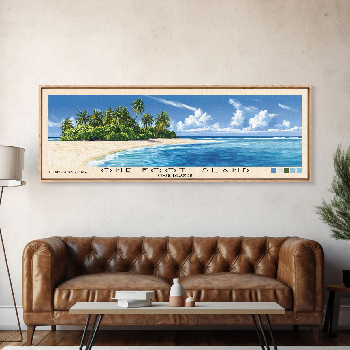 One Foot Island, Cook Islands Panoramic Beach Print, Vacation Gift, Cook Islands Wall Art, Beach Painting, Beach Decor, Beach Painting