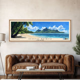 Ootu Beach, Cook Islands Panoramic Print, Vacation Gift, Cook Islands Wall Art, Beach Painting, Beach Decor, Large Wall Art, Wood Frame Art