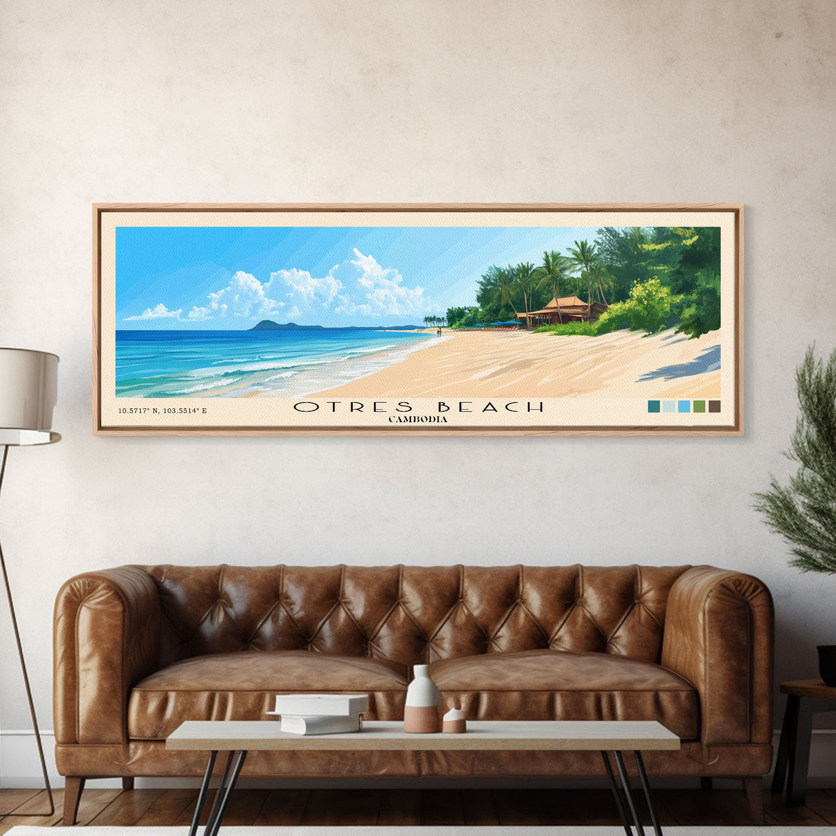 Otres Beach, Cambodia Panoramic Print, Vacation Gift, Cambodia Wall Art, Beach Painting, Beach Decor, Large Wall Art, Wood Frame Art