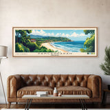 Pangandaran, Indonesia Panoramic Beach Print, Vacation Gift, Indonesia Wall Art, Framed Canvas Print, Framed Beach Painting