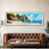 Paradise Beach, Croatia Panoramic Print, Vacation Gift, Croatia Wall Art, Beach Painting, Beach Decor, Large Wall Art, Wood Frame Art