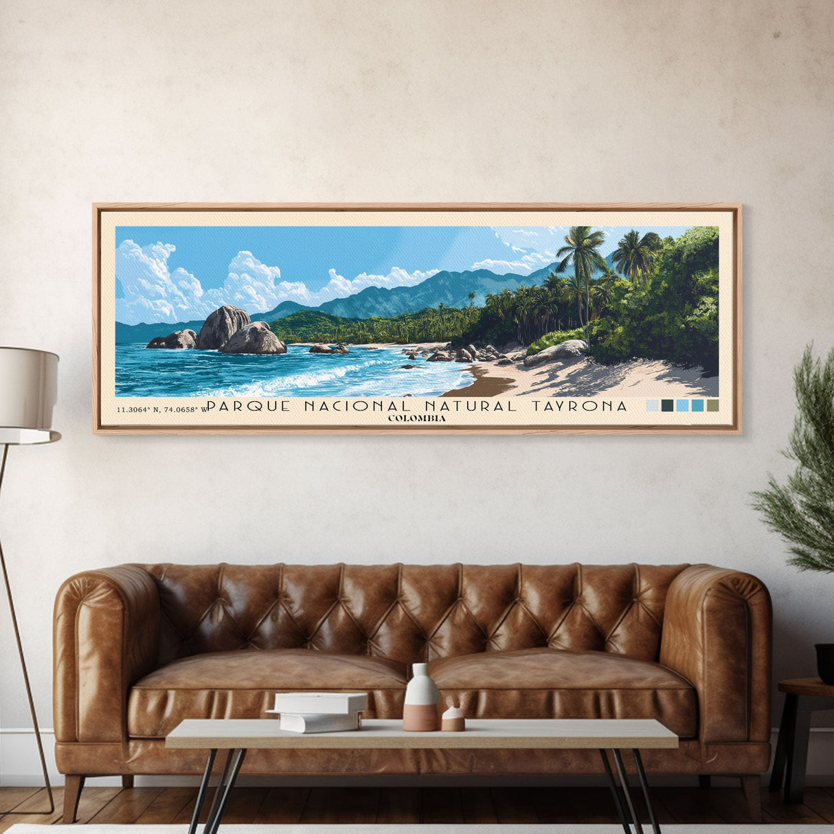 Parque Nacional Natural Tayrona, Colombia Panoramic Print, Vacation Gift, Colombia Wall Art, Beach Painting, Beach Decor, Beach Or Lakehouse Art