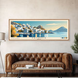 Patmos, Greece Panoramic Beach Print, Vacation Gift, Greece Wall Art, Beach Painting, Beach Decor, Beach Painting