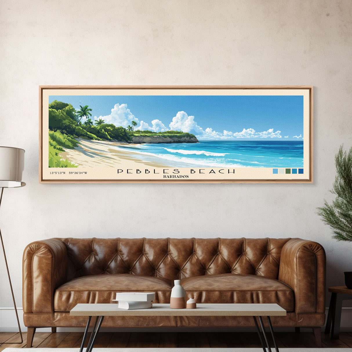 Pebbles Beach, Barbados Panoramic Print, Vacation Gift, Barbados Wall Art, Vacation Wall Art, Vacatation Memories, Beach Decor, Beach Or Lakehouse Art