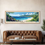 Petite Anse Kerlan, Seychelles Panoramic Beach Print, Vacation Gift, Seychelles Wall Art, Framed Canvas Print, Framed Beach Painting