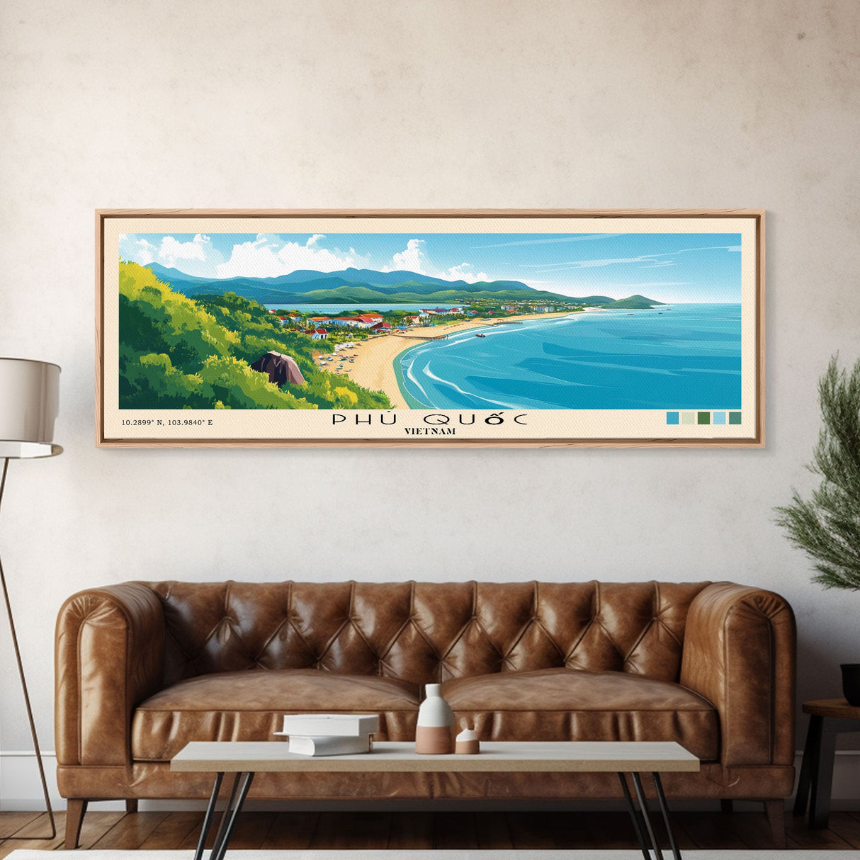 Phú Quốc, Vietnam Panoramic Print, Vacation Gift, Vietnam Wall Art, Beach Painting, Beach Decor, Large Wall Art, Wood Frame Art