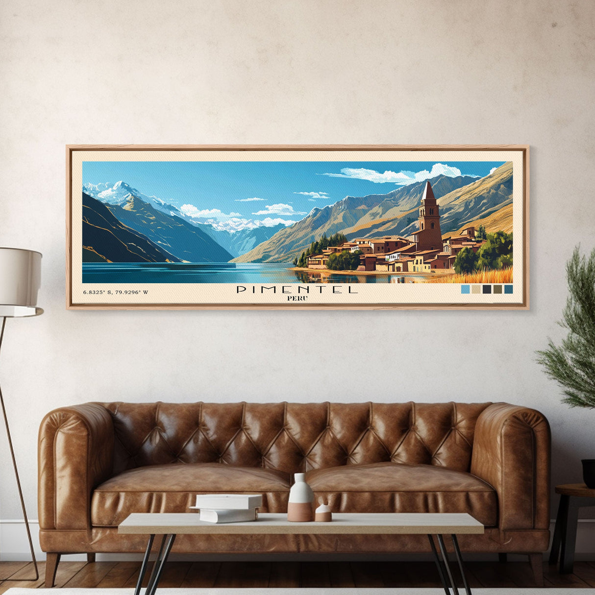 Pimentel, Peru Panoramic Print, Vacation Gift, Peru Wall Art, Beach Painting, Beach Decor, Large Wall Art, Wood Frame Art