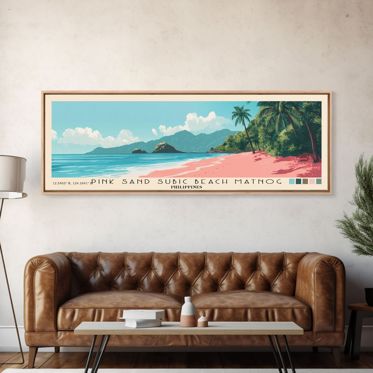 Pink sand Subic beach Matnog, Philippines Panoramic Print, Vacation Gift, Philippines Wall Art, Beach Painting, Beach Decor, Beach Or Lakehouse Art