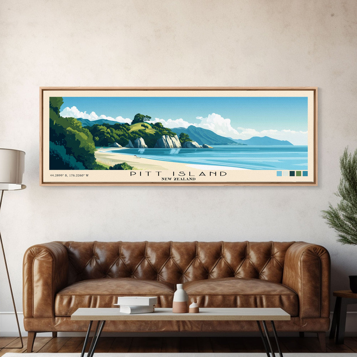 Pitt Island, New Zealand Panoramic Beach Print, Vacation Gift, New Zealand Wall Art, Beach Painting, Beach Decor, Beach Painting