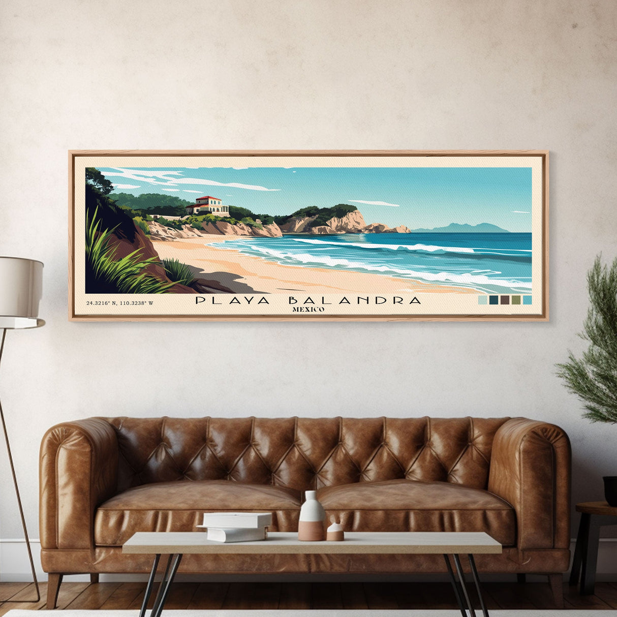 Playa Balandra, Mexico Panoramic Print, Vacation Gift, Mexico Wall Art, Beach Painting, Beach Decor, Beach Or Lakehouse Art