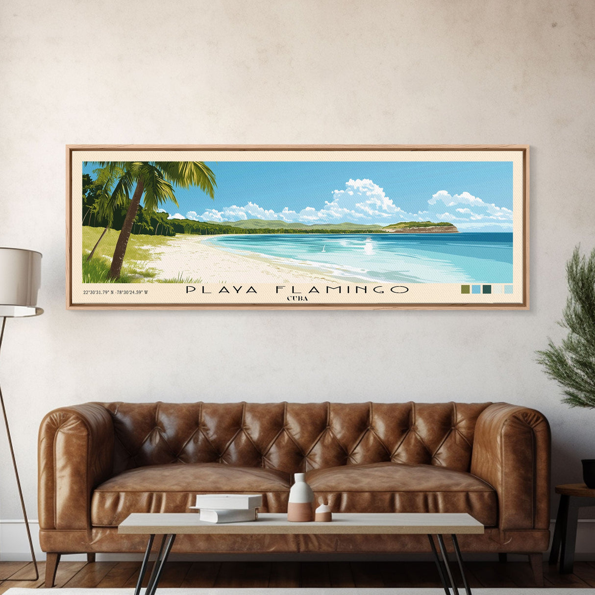 Playa Flamingo, Cuba Panoramic Print, Vacation Gift, Cuba Wall Art, Vacation Wall Art, Vacatation Memories, Beach Decor, Beach Or Lakehouse Art