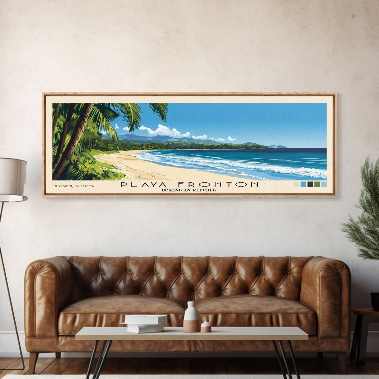 Playa Fronton, Dominican Republic Panoramic Print, Vacation Gift, Dominican Republic Wall Art, Beach Painting, Beach Decor, Beach Or Lakehouse Art