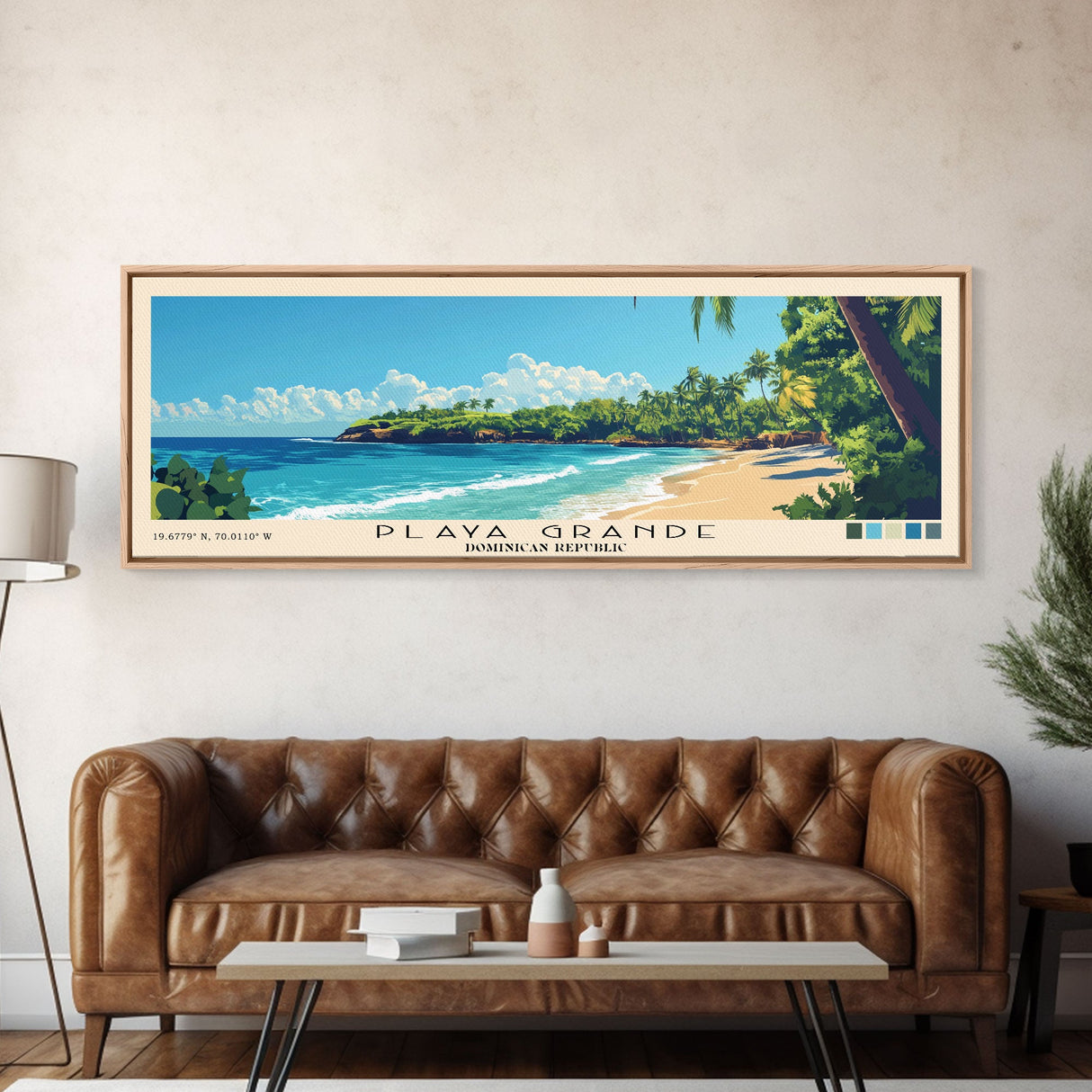 Playa Grande, Dominican Republic Panoramic Beach Print, Vacation Gift, Dominican Republic Wall Art, Beach Painting, Beach Decor, Beach Painting