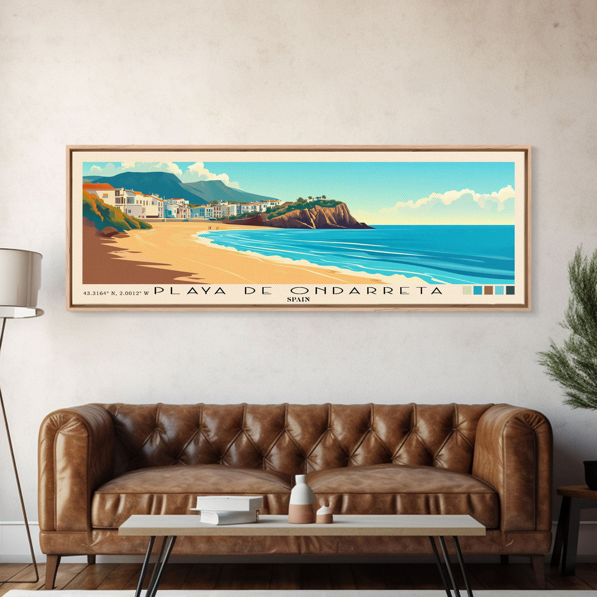 Playa de Ondarreta, Spain Panoramic Print, Vacation Gift, Spain Wall Art, Vacation Wall Art, Vacatation Memories, Beach Decor, Beach Or Lakehouse Art