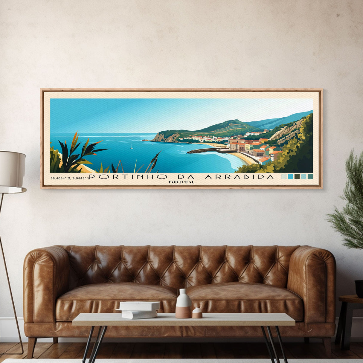 Portinho da Arrabida, Portugal Panoramic Print, Vacation Gift, Portugal Wall Art, Beach Painting, Beach Decor, Beach Or Lakehouse Art