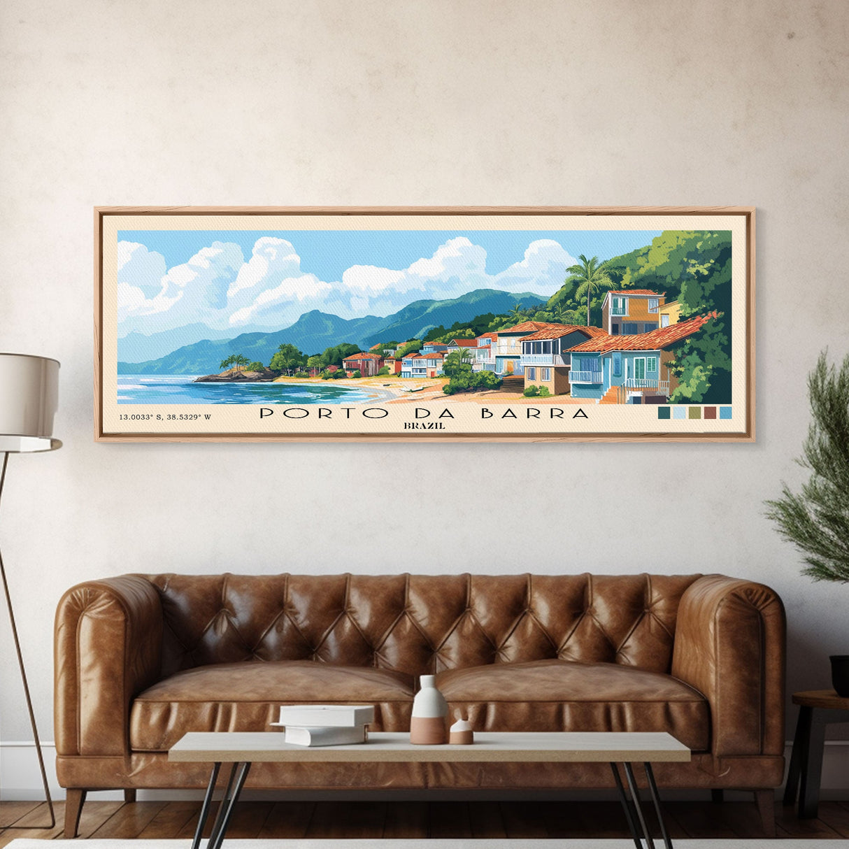 Porto da Barra, Brazil Panoramic Beach Print, Vacation Gift, Brazil Wall Art, Beach Painting, Beach Decor, Beach Painting