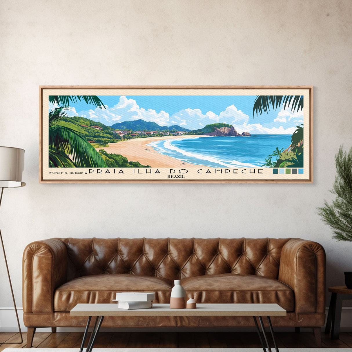 Praia Ilha do Campeche, Brazil Panoramic Print, Vacation Gift, Brazil Wall Art, Beach Painting, Beach Decor, Large Wall Art, Wood Frame Art