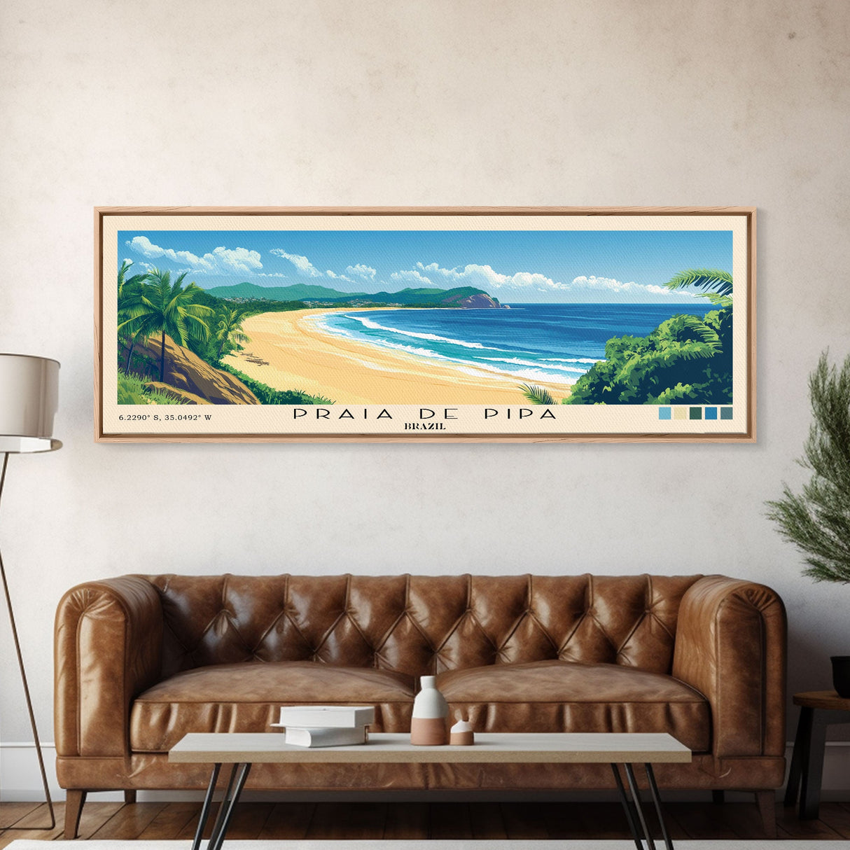 Praia de Pipa, Brazil Panoramic Beach Print, Vacation Gift, Brazil Wall Art, Beach Painting, Beach Decor, Beach Painting