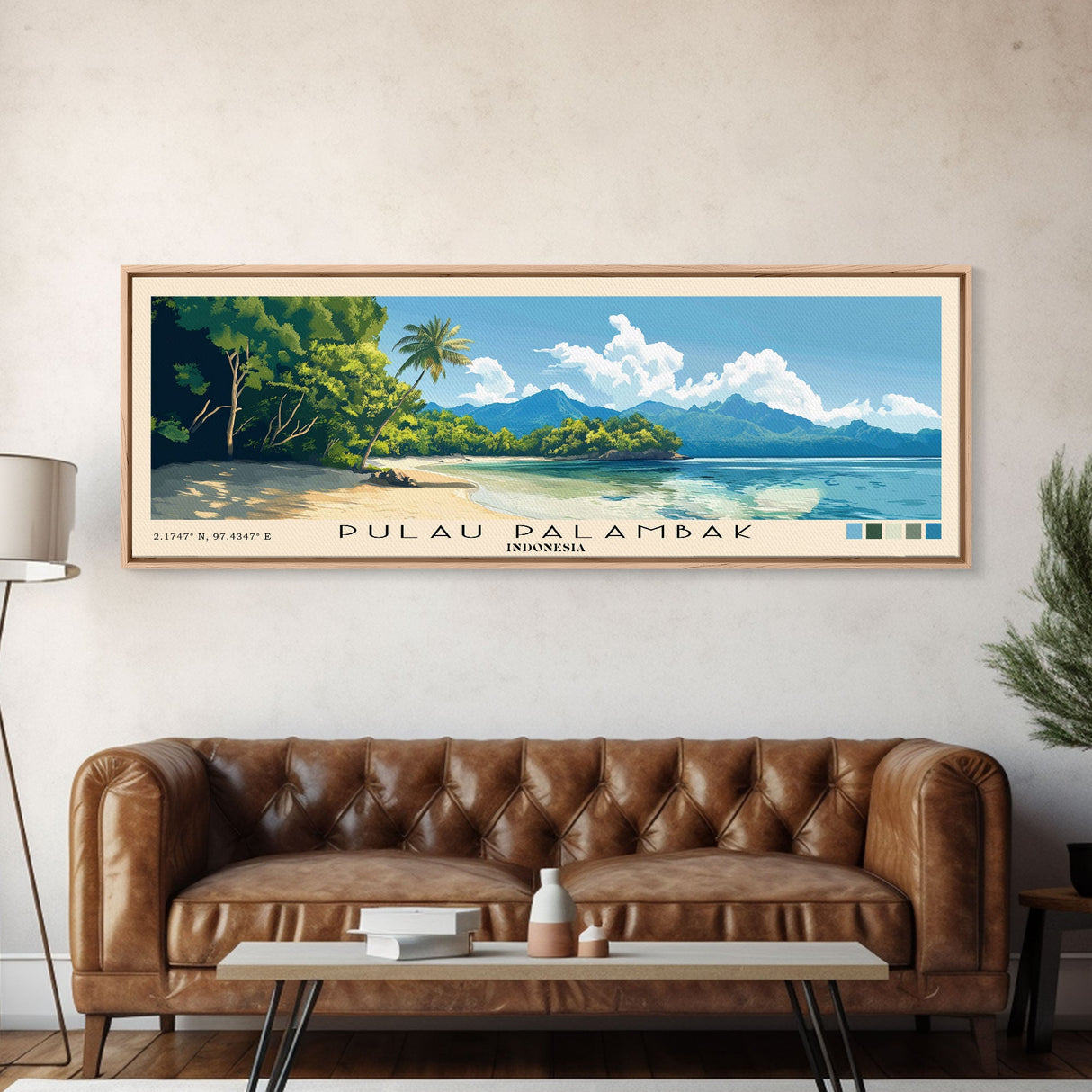 Pulau Palambak, Indonesia Panoramic Print, Vacation Gift, Indonesia Wall Art, Beach Painting, Beach Decor, Beach Or Lakehouse Art