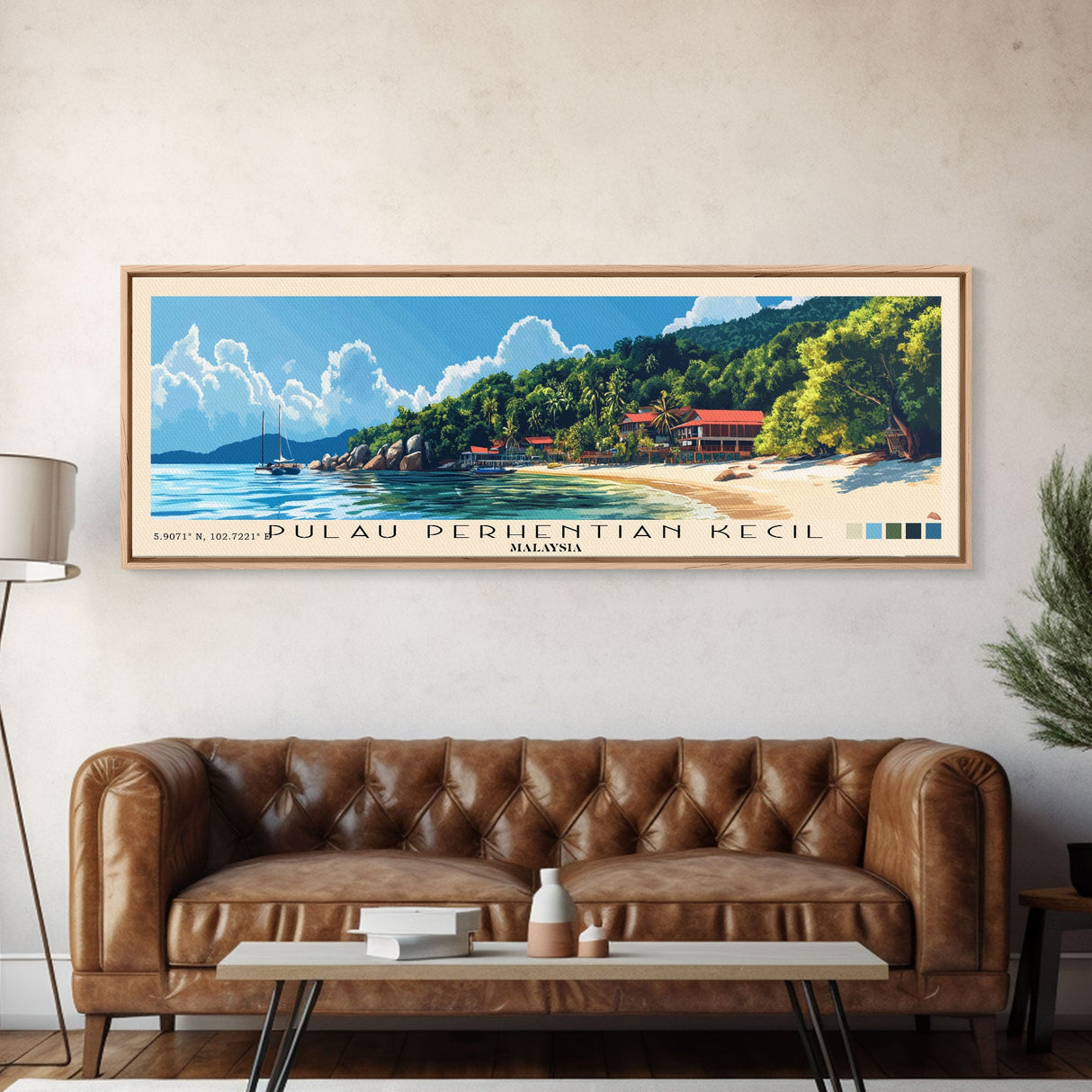 Pulau Perhentian Kecil, Malaysia Panoramic Beach Print, Vacation Gift, Malaysia Wall Art, Beach Painting, Beach Decor, Beach Painting