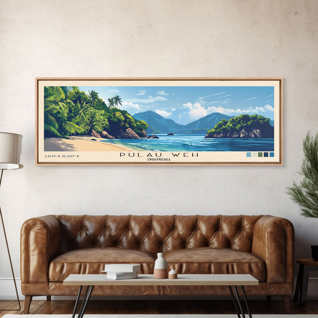 Pulau Weh, Indonesia Panoramic Print, Vacation Gift, Indonesia Wall Art, Beach Painting, Beach Decor, Large Wall Art, Wood Frame Art