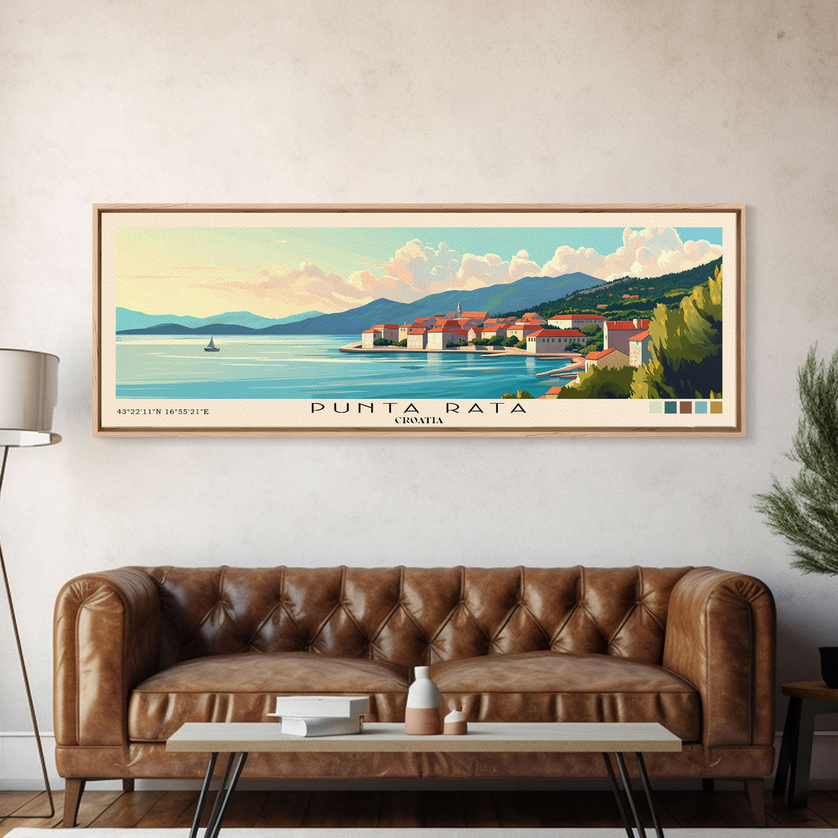 Punta Rata, Croatia Panoramic Print, Vacation Gift, Croatia Wall Art, Beach Painting, Beach Decor, Large Wall Art, Wood Frame Art