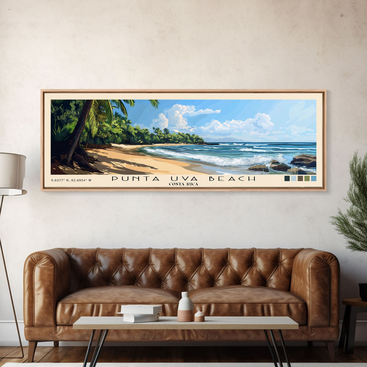 Punta Uva Beach, Costa Rica Panoramic Print, Vacation Gift, Costa Rica Wall Art, Beach Painting, Beach Decor, Beach Or Lakehouse Art