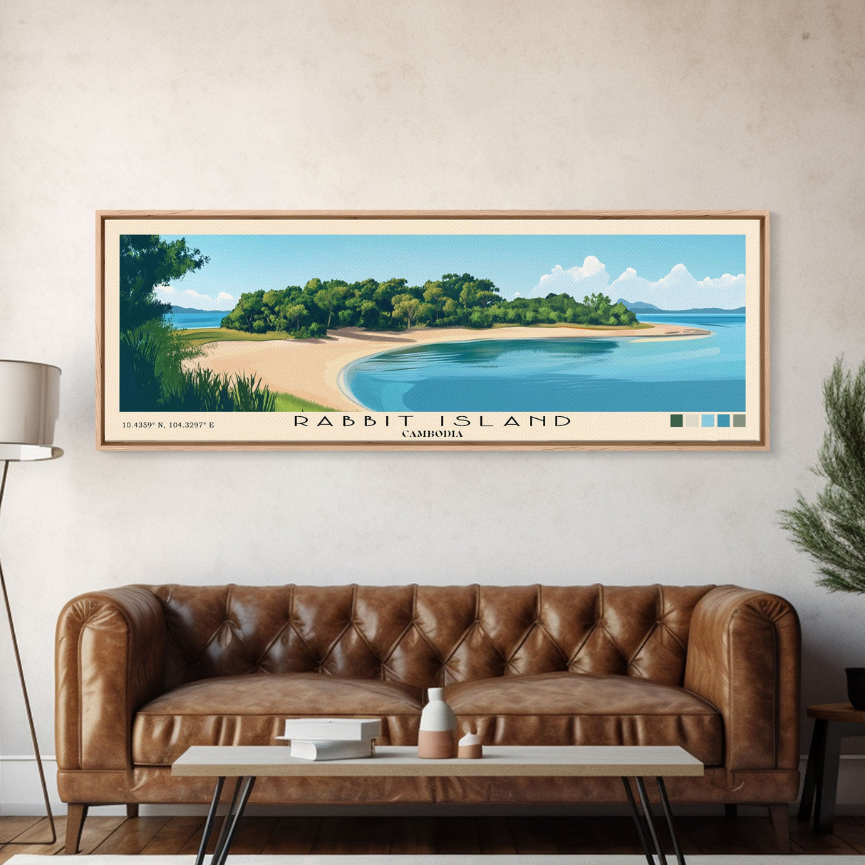 Rabbit Island, Cambodia Panoramic Beach Print, Vacation Gift, Cambodia Wall Art, Beach Painting, Beach Decor, Beach Painting