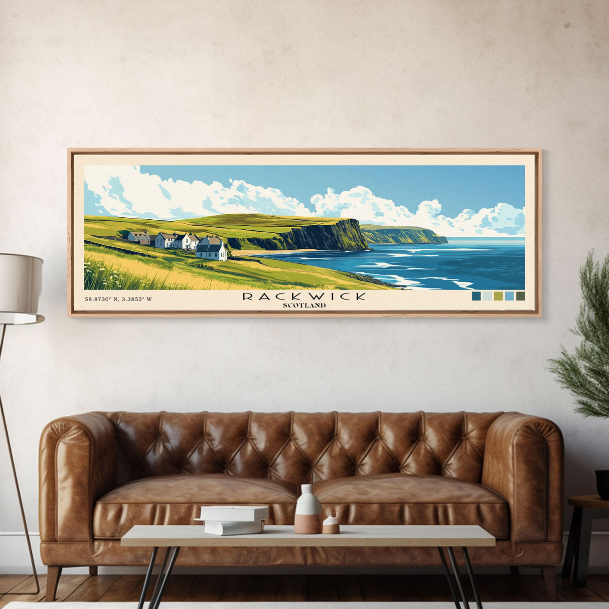 Rackwick, Scotland Panoramic Print, Vacation Gift, Scotland Wall Art, Beach Painting, Beach Decor, Large Wall Art, Wood Frame Art