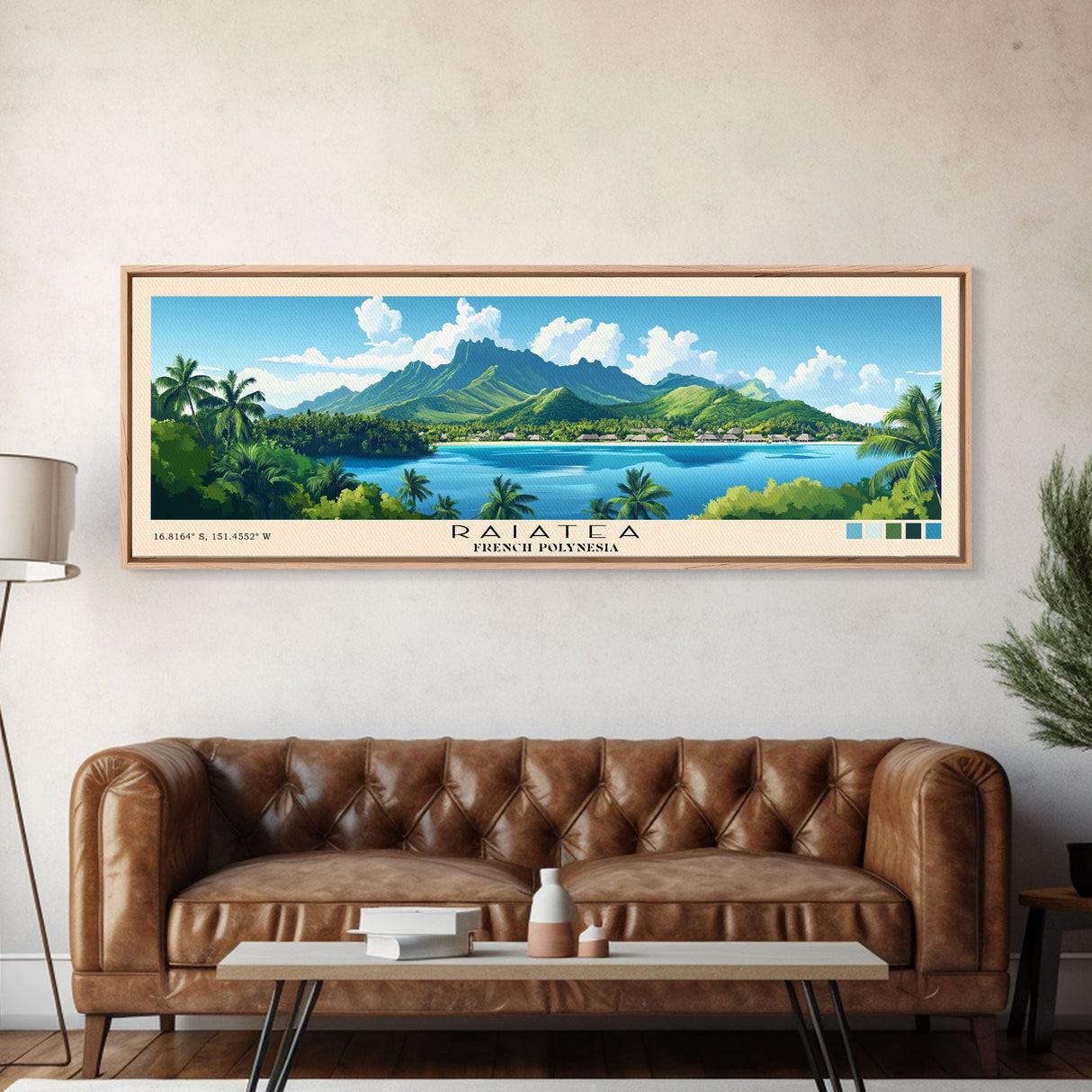 Raiatea, French Polynesia Panoramic Beach Print, Vacation Gift, French Polynesia Wall Art, Beach Painting, Beach Decor, Beach Painting