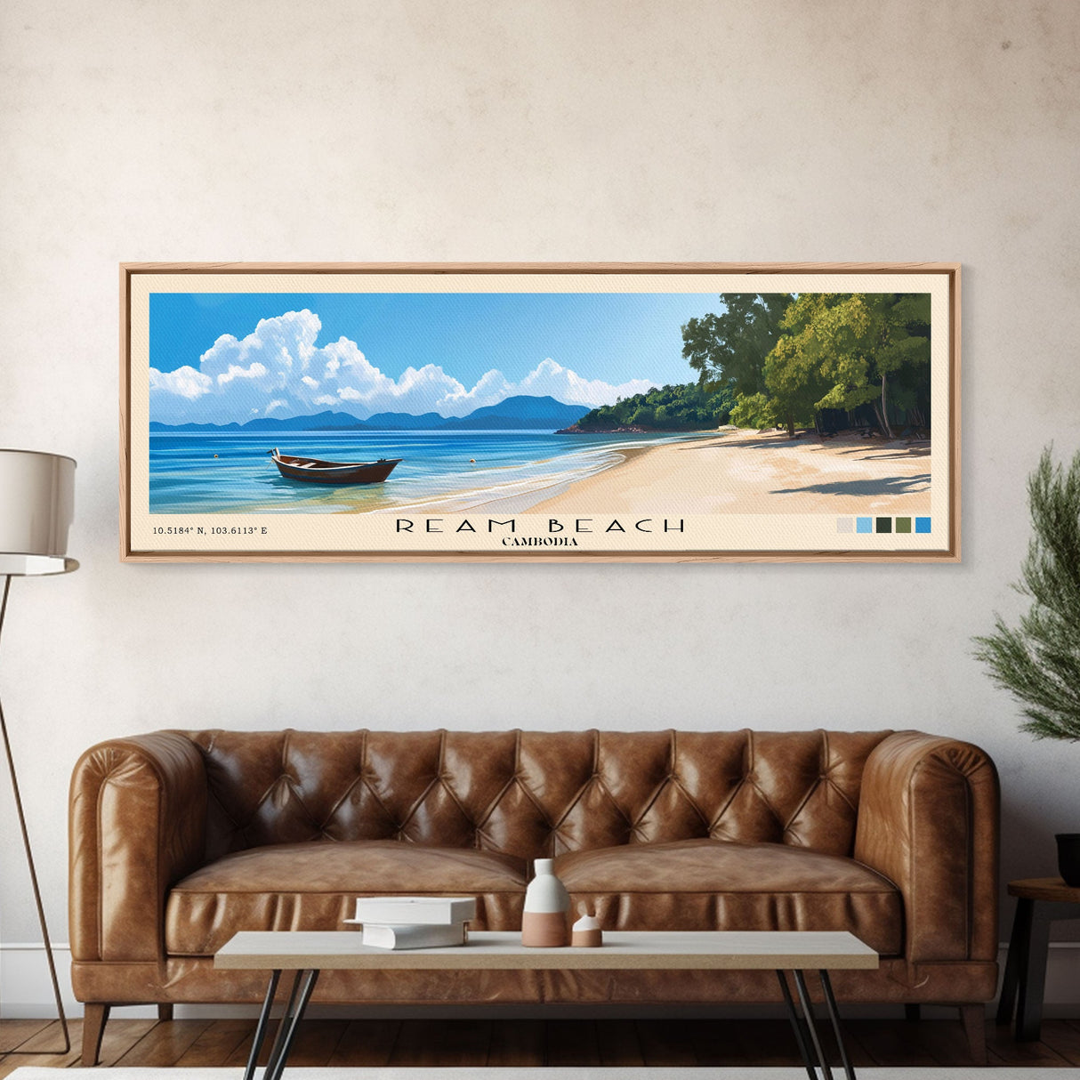 Ream Beach, Cambodia Panoramic Print, Vacation Gift, Cambodia Wall Art, Beach Painting, Beach Decor, Beach Or Lakehouse Art