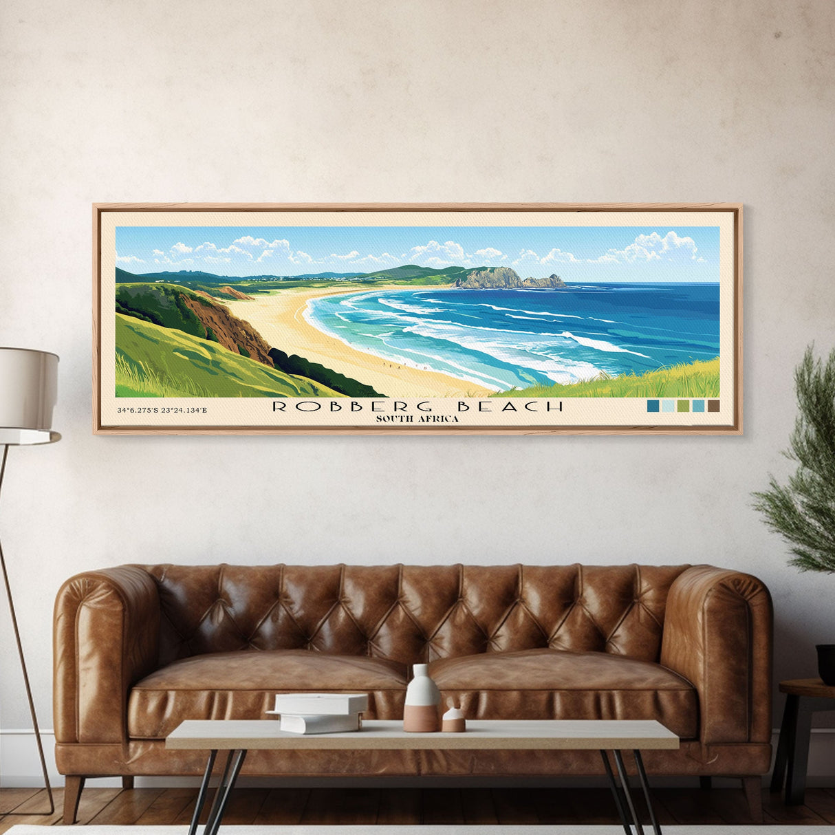 Robberg Beach, South Africa Panoramic Beach Print, Vacation Gift, South Africa Wall Art, Beach Painting, Beach Decor, Beach Painting