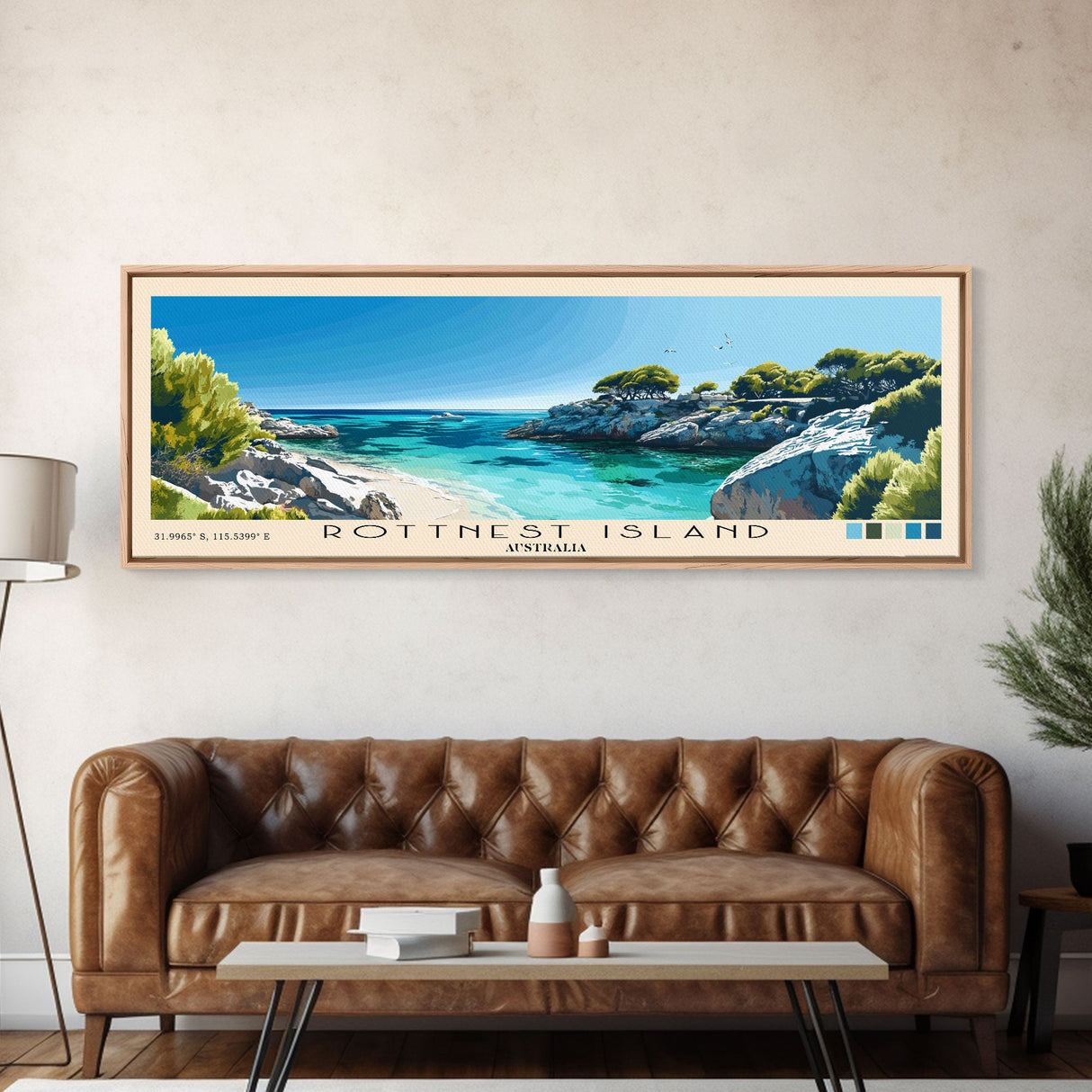 Rottnest Island, Australia Panoramic Print, Vacation Gift, Australia Wall Art, Beach Painting, Beach Decor, Beach Or Lakehouse Art