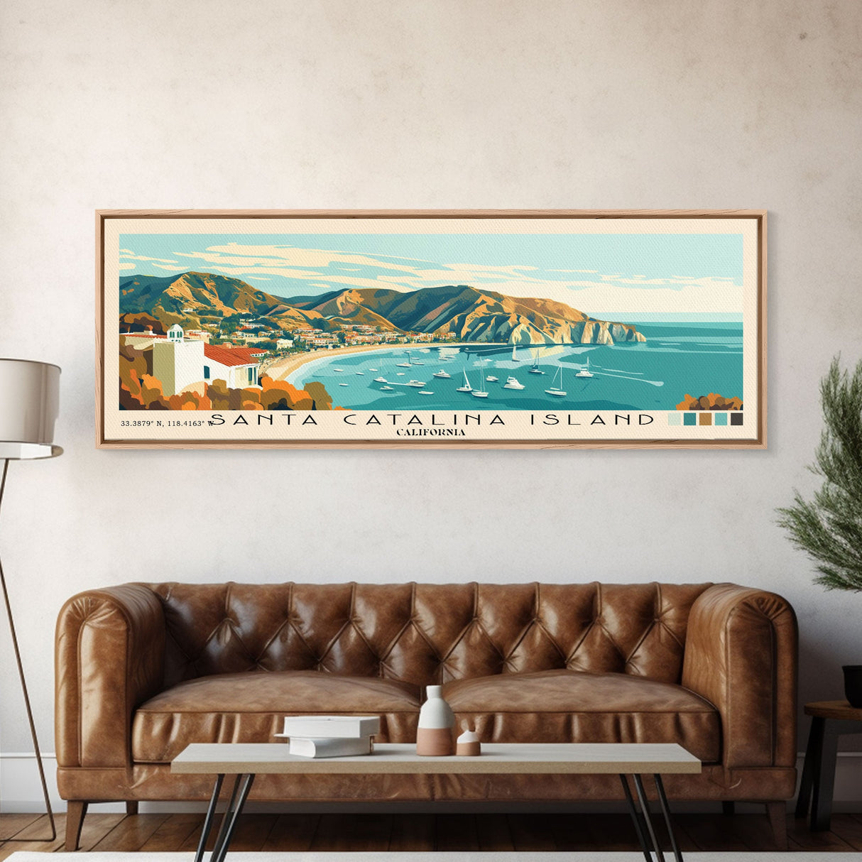 Santa Catalina Island, California Panoramic Beach Print, Vacation Gift, California Wall Art, Beach Painting, Beach Decor, Beach Painting