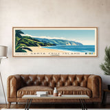 Santa Cruz Island, California Panoramic Beach Print, Vacation Gift, California Wall Art, Framed Canvas Print, Framed Beach Painting