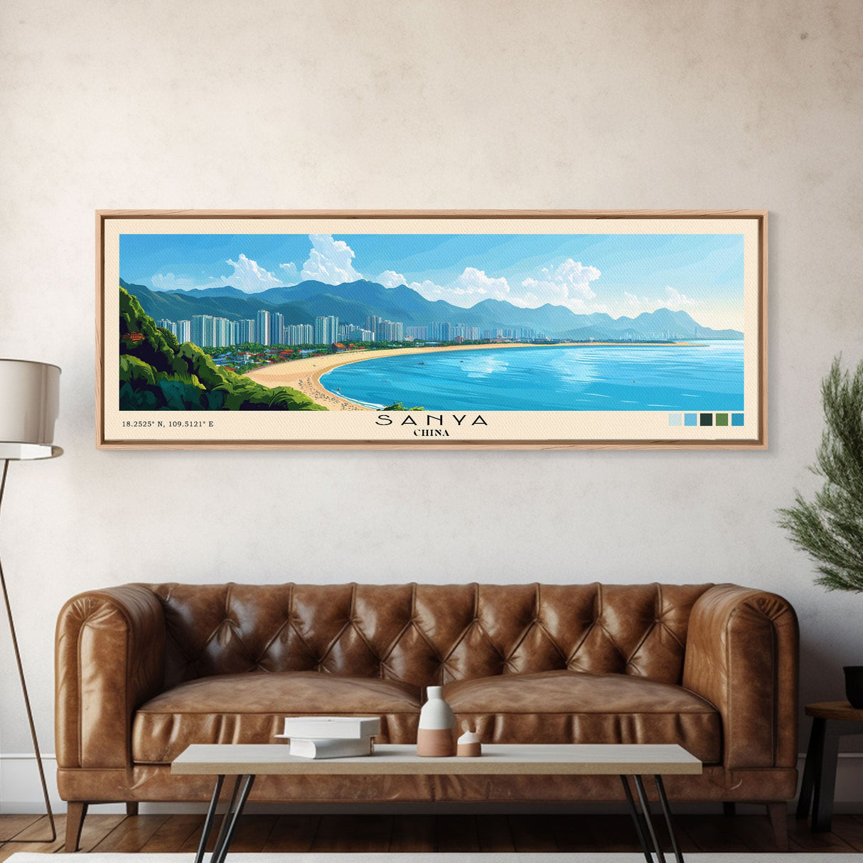 Sanya, China Panoramic Print, Vacation Gift, China Wall Art, Beach Painting, Beach Decor, Beach Or Lakehouse Art