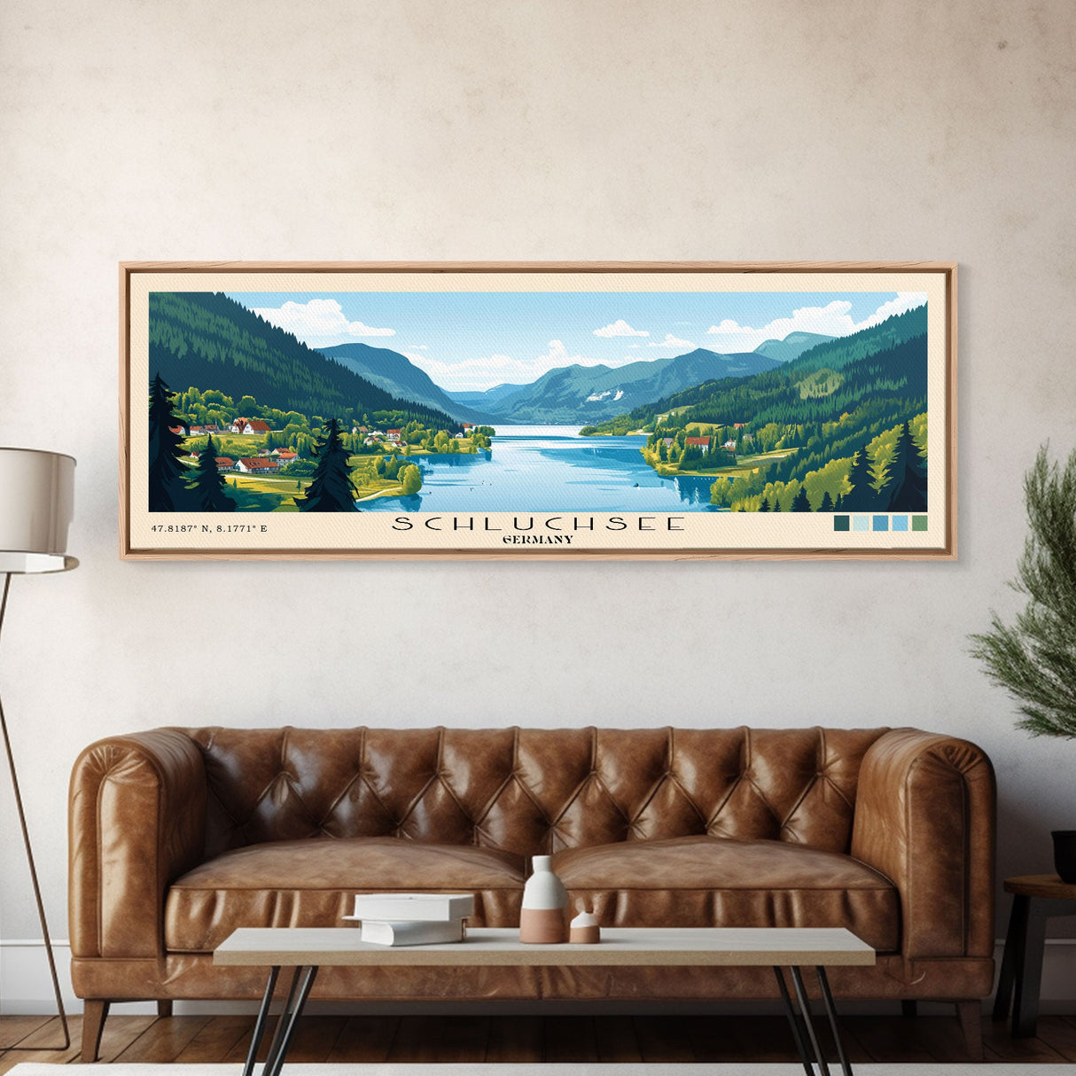 Schluchsee, Germany Panoramic Beach Print, Vacation Gift, Germany Wall Art, Framed Canvas Print, Framed Beach Painting