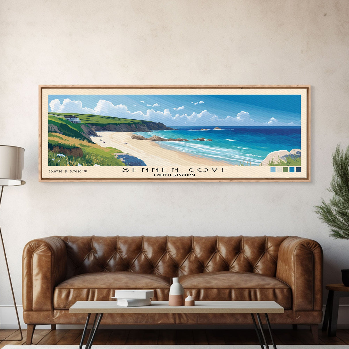 Sennen Cove, United Kingdom Panoramic Print, Vacation Gift, United Kingdom Wall Art, Vacation Wall Art, Vacatation Memories, Beach Decor, Beach Or Lakehouse Art