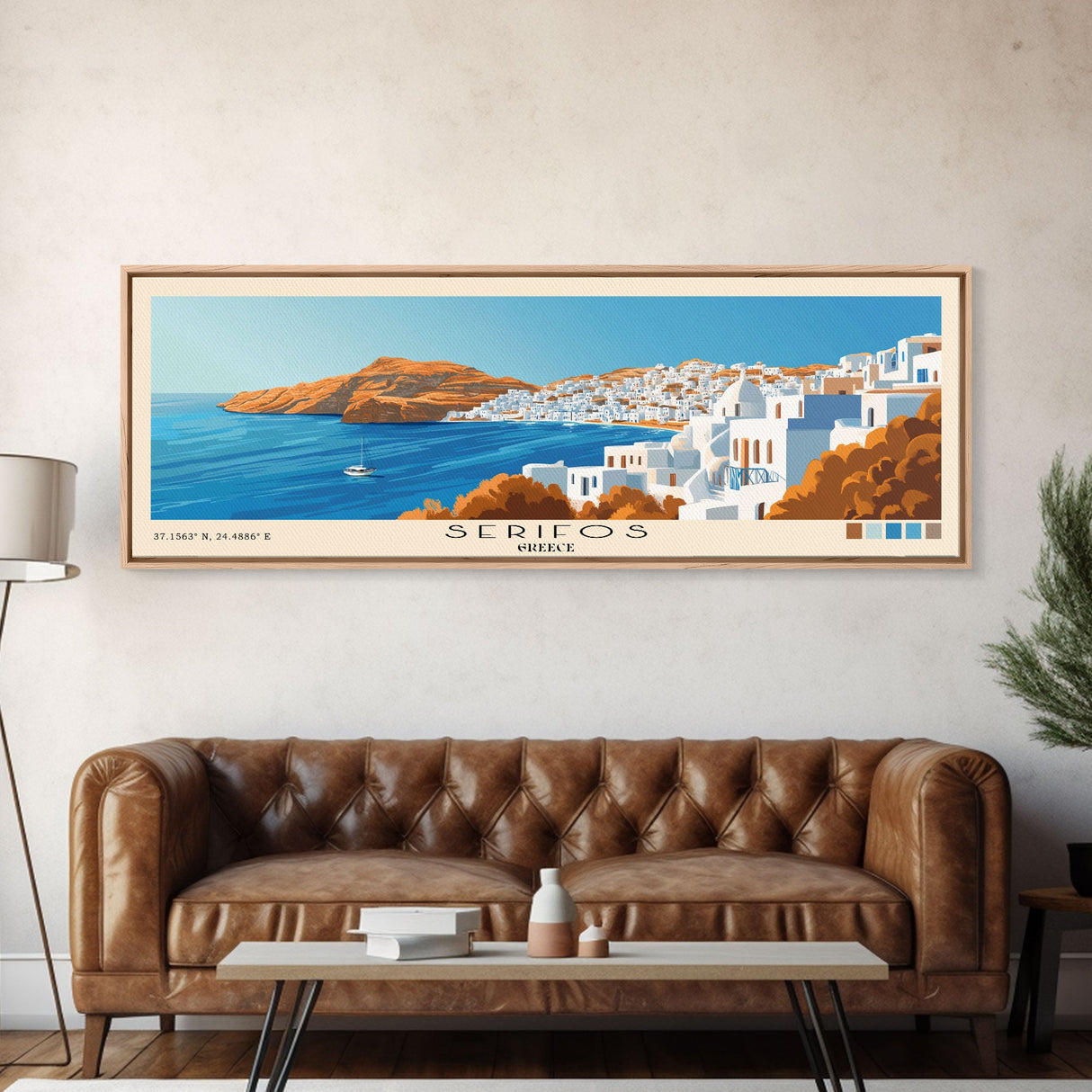 Serifos, Greece Panoramic Print, Vacation Gift, Greece Wall Art, Beach Painting, Beach Decor, Beach Or Lakehouse Art