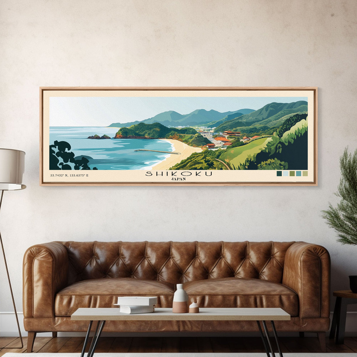 Shikoku, Japan Panoramic Print, Vacation Gift, Japan Wall Art, Beach Painting, Beach Decor, Large Wall Art, Wood Frame Art