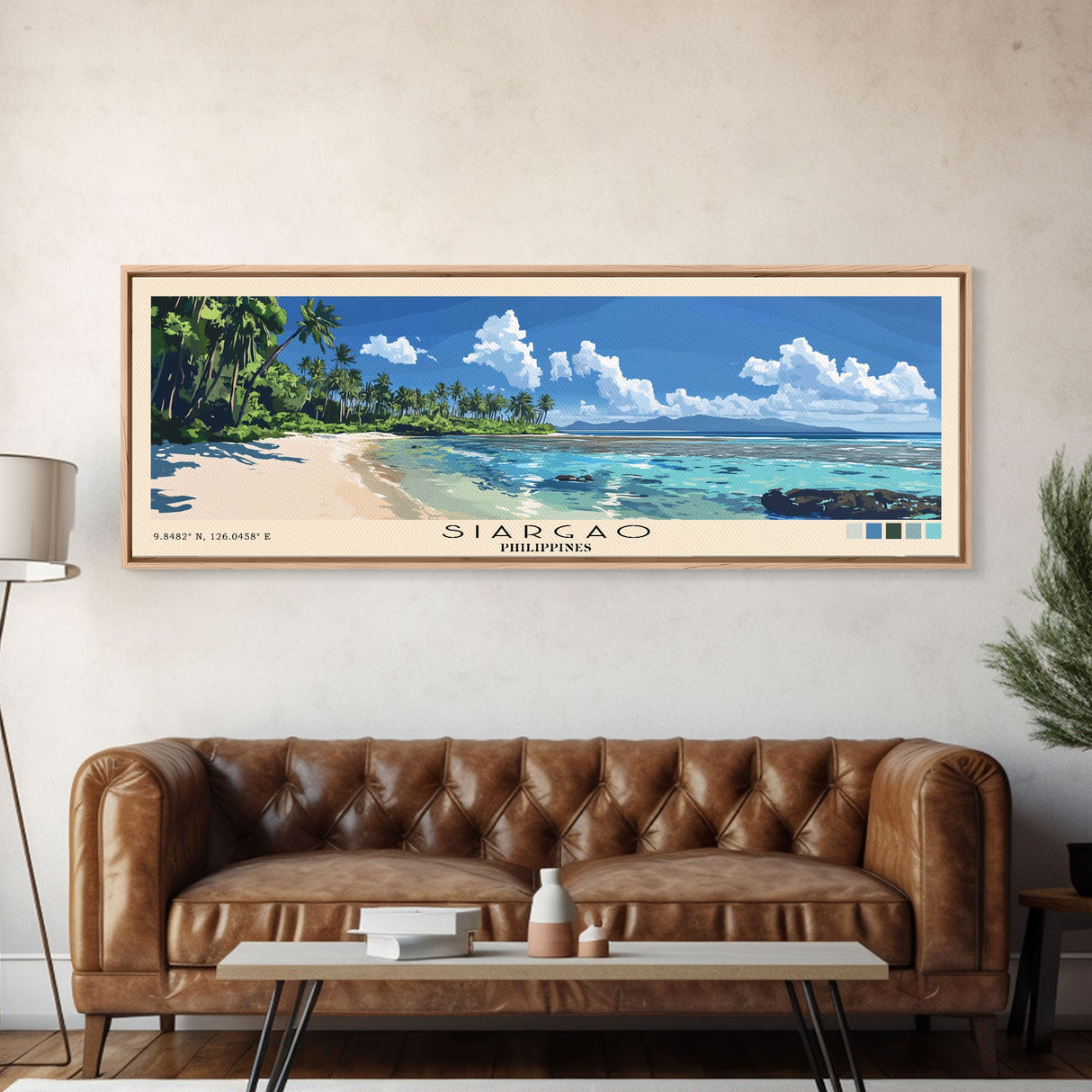 Siargao, Philippines Panoramic Print, Vacation Gift, Philippines Wall Art, Beach Painting, Beach Decor, Beach Or Lakehouse Art