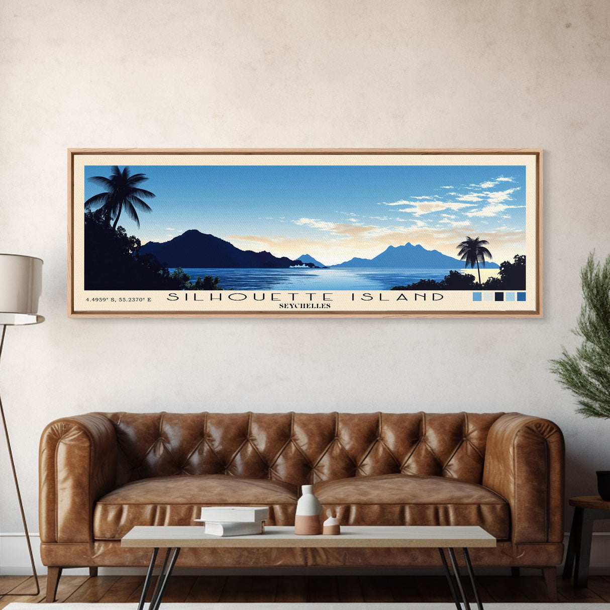 Silhouette Island, Seychelles Panoramic Print, Vacation Gift, Seychelles Wall Art, Beach Painting, Beach Decor, Beach Or Lakehouse Art