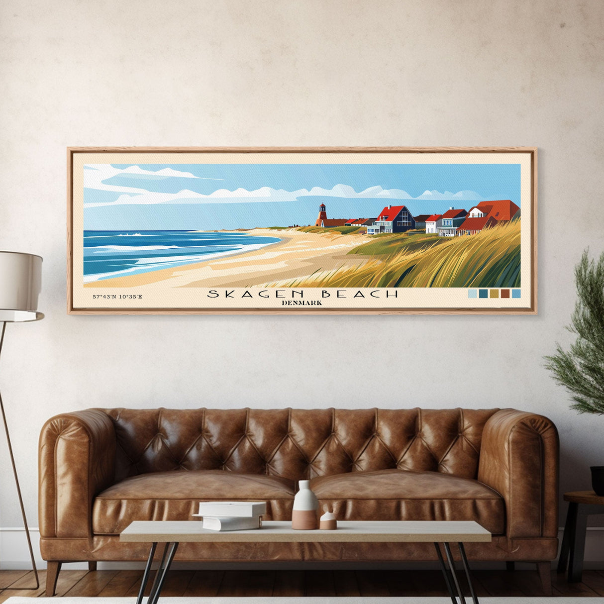 Skagen Beach, Denmark Panoramic Beach Print, Vacation Gift, Denmark Wall Art, Beach Painting, Beach Decor, Beach Painting