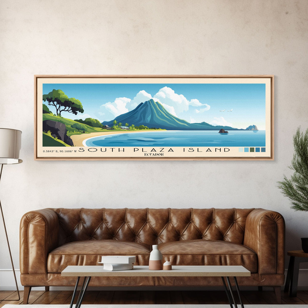 South Plaza Island, Ecuador Panoramic Beach Print, Vacation Gift, Ecuador Wall Art, Beach Painting, Beach Decor, Beach Painting