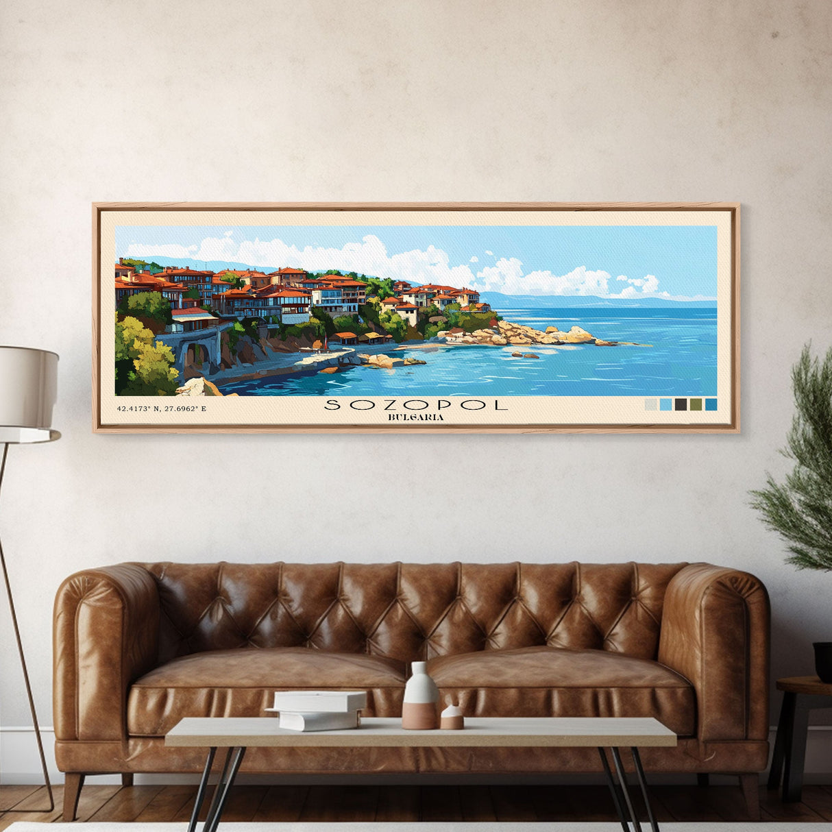 Sozopol, Bulgaria Panoramic Beach Print, Vacation Gift, Bulgaria Wall Art, Beach Painting, Beach Decor, Beach Painting